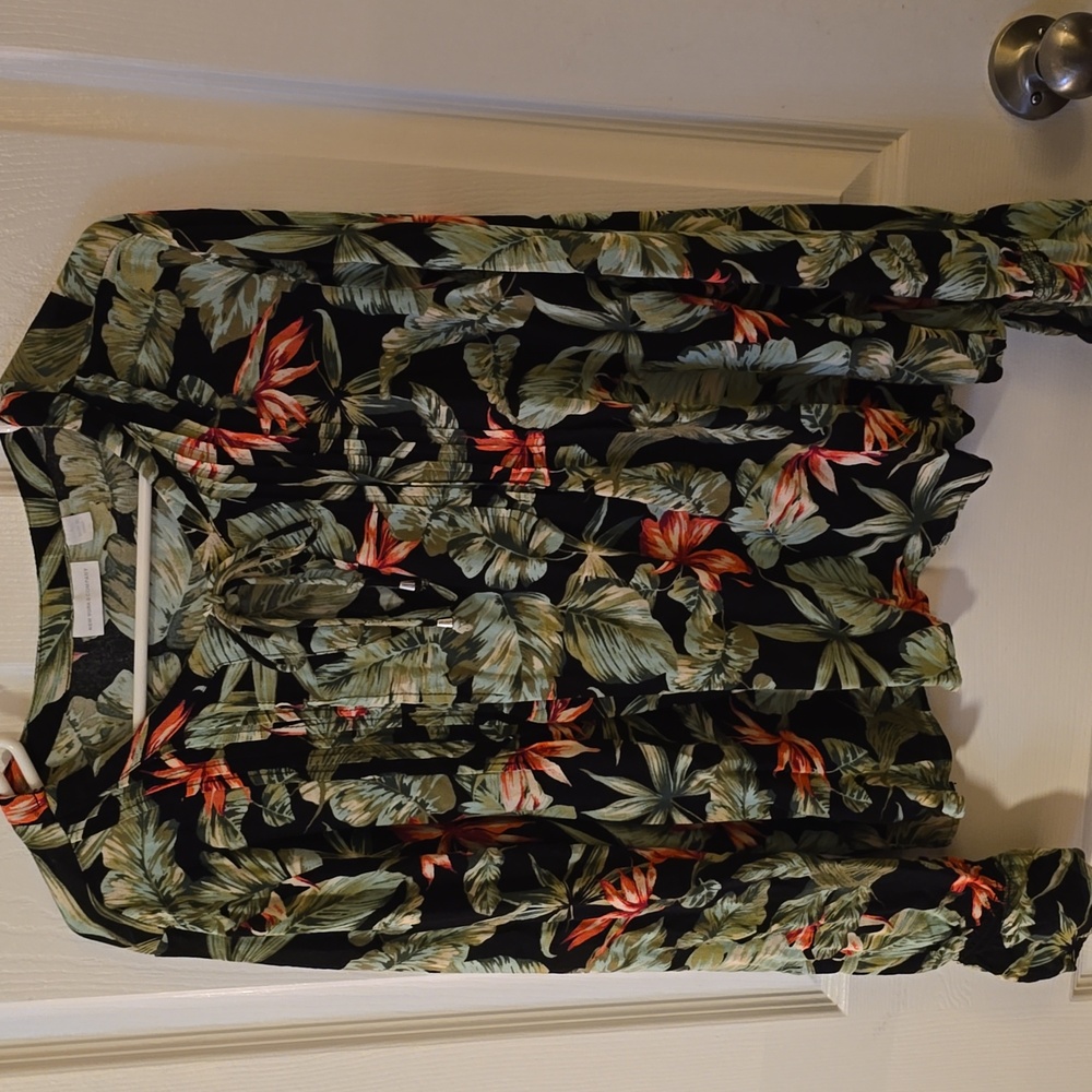 New York & Company Black Floral Blouse